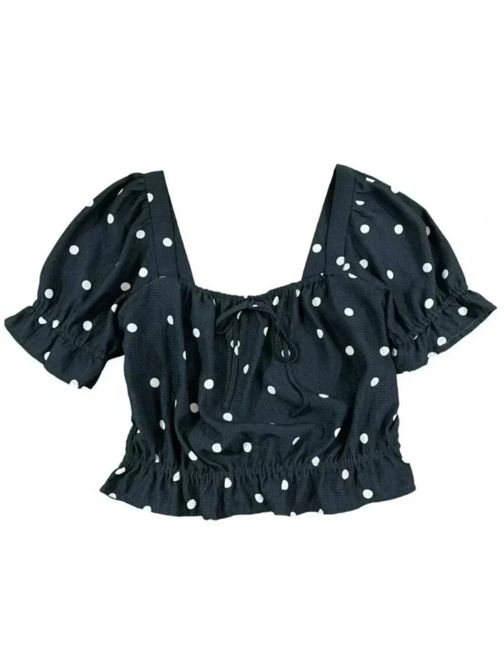 Polka Dot Puff Sleeve Top